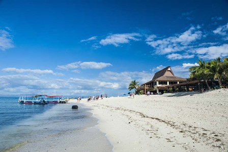 Beach restaurant on Beachcomber Island, Mamanucas Islands, Fiji, South Pacific by Michael Runkel / DanitaDelimont art print