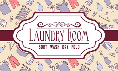 Laundry Room Sign Yellow Pattern by Color Me Happy art print