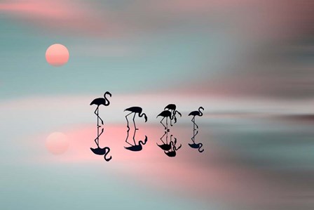 Family Flamingos by Natalia Baras art print