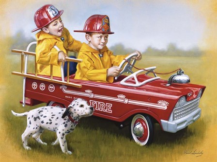 1959 Murray Fire Truck by David Lindsley art print