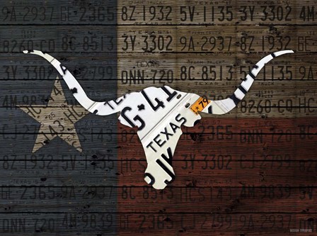 Longhorn Art With Flag by Design Turnpike art print