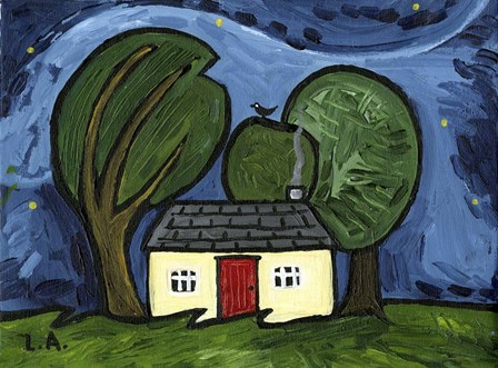 Cottage at Night by Cherry Pie Studios art print