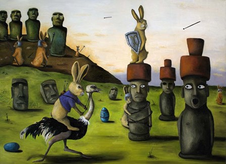 Battle Over Easter Island by Leah Saulnier art print