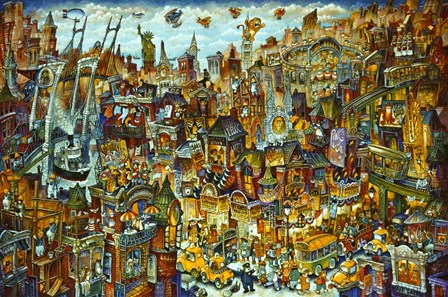 Cat City 2 by Bill Bell art print