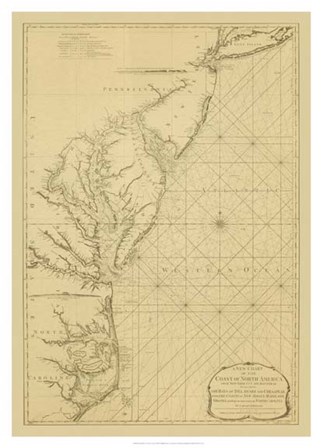 Coastal Chart of the East Coast by Captain N. Holland art print