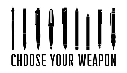Choose Your Weapon - White by Color Me Happy art print
