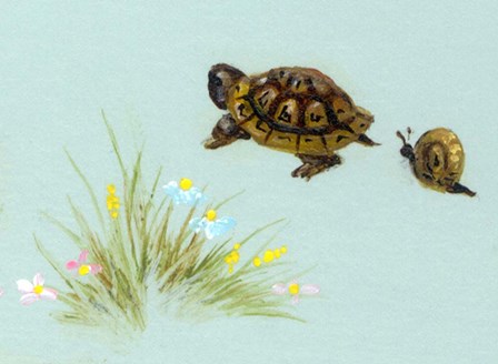 Spring Fling - Trutle And Snail by Peggy harris art print