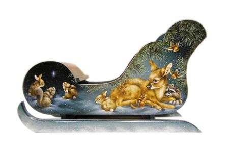 Winter Babies Sleigh by Peggy harris art print