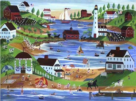 Summertime Fun Oceanside Village by Cheryl Bartley art print