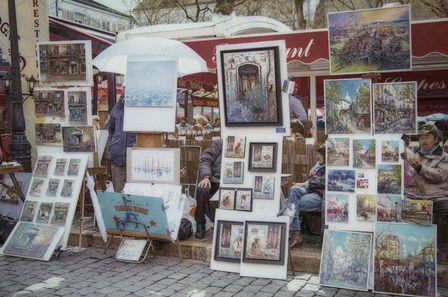 Monmartre Artist Working On Place du Tertre II by Cora Niele art print