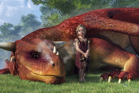 A Little Girl And Her Dragon by Daniel Eskridge art print