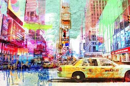 Taxis in Times Square 2.0 by Eric Chestier art print