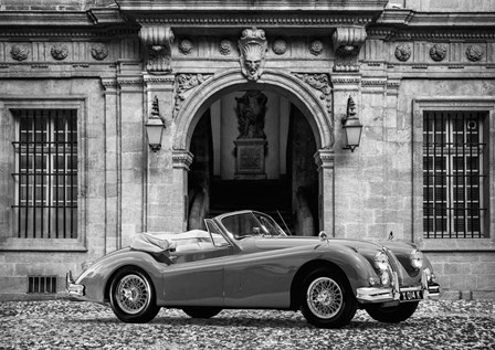 Luxury Car in front of Classic Palace (BW) by Gasoline Images art print