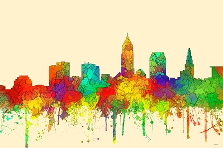 Cleveland Ohio Skyline-SG by Marlene Watson art print
