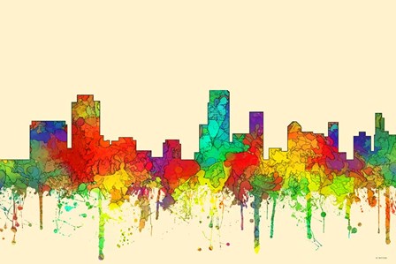 Newark New Jersey Skyline-SG by Marlene Watson art print