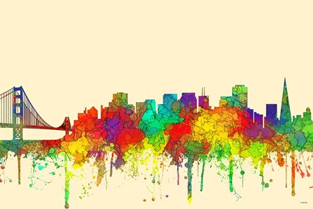 San Francisco California Skyline-SG by Marlene Watson art print