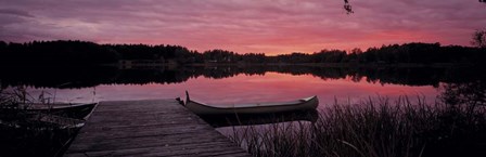 Canoes Lake Yxtaholm Sweden by Panoramic Images art print