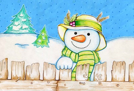 Snowman Fence by Valarie Wade art print