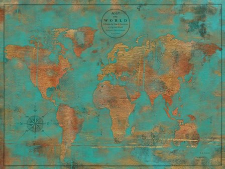 Rustic World Map by Marie-Elaine Cusson art print