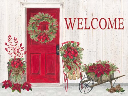 Home for the Holidays Front Door Scene by Tara Reed art print