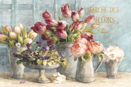 Marche des Fleurs Blue Gold by Danhui Nai art print