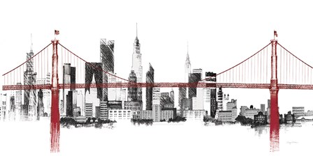 Bridge and Skyline Red by Avery Tillmon art print