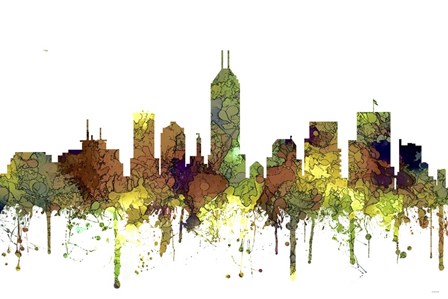 Indiana Indianapolis Skyline - Safari Buff by Marlene Watson art print