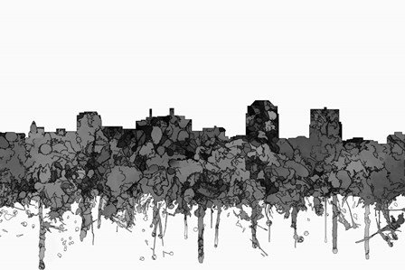 Colorado Springs Colorado Skyline - Cartoon B&amp;W by Marlene Watson art print