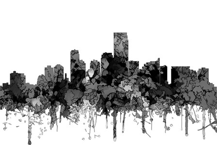Jersey City New Jersey Skyline-  Cartoon B&amp;W by Marlene Watson art print