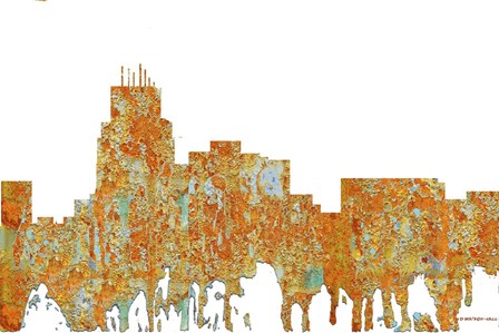 Durham North Carolina Skyline - Rust by Marlene Watson art print