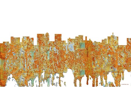 Topeka Kansas Skyline - Rust by Marlene Watson art print