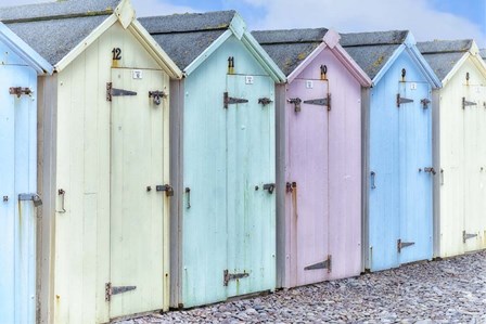 Pastel Colored Beach Cabins by Cora Niele art print
