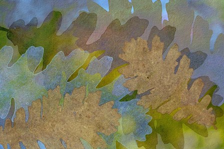Fallen Leaves Green Golden by Cora Niele art print