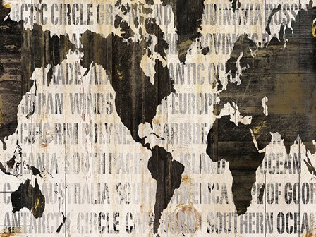 Crate World Map Neutral v2 by Sue Schlabach art print