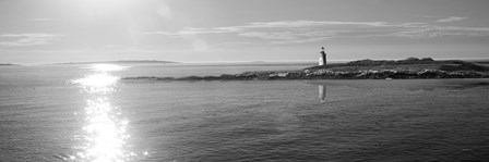 Lighthouse Sound Black and White Crop by Sue Schlabach art print