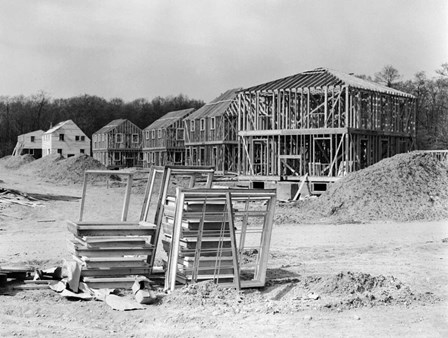 1950s Suburban Housing Development Under Construction by Vintage PI art print