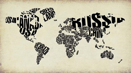 Typography World Map 4 by Naxart art print