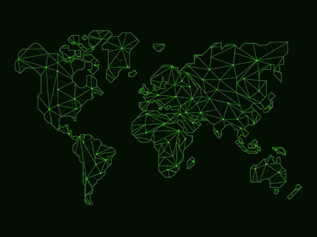 World Map Green Wire by Naxart art print