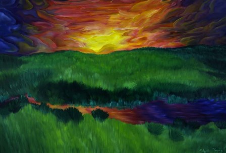 Sunset By The River by Stephanie Analah art print