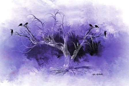 Dead Tree And Black Birds by Ata Alishahi art print