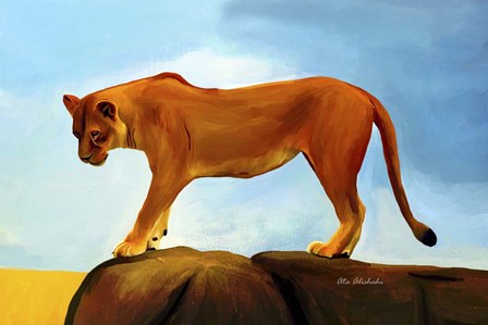 Lioness On A Rock 1 by Ata Alishahi art print