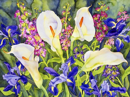 Callas with Irises by Carissa Luminess art print