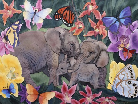 Elephants and Butterflies by Carissa Luminess art print