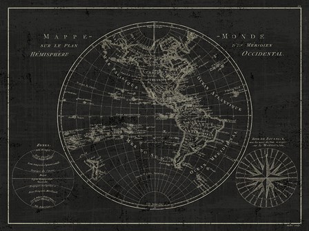 Mappemonde Etching v2 by Wild Apple Portfolio art print