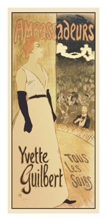 Ambassadeurs - Yvette Guilbert Tous les Soirs by Theophile-Alexandre Steinlen art print