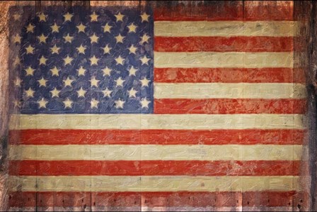 Vintage Flag on Barnwood by Graffitee Studios art print