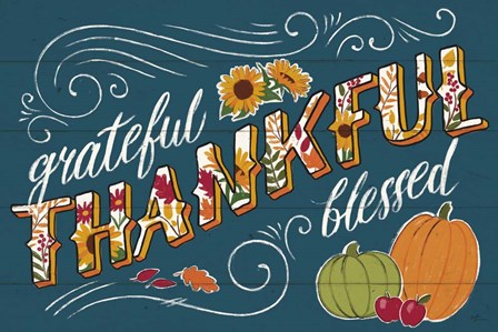 Thankful I Blue by Janelle Penner art print