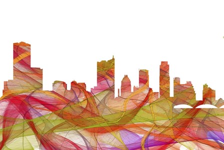 Austin Texas Skyline - Summer Swirl by Marlene Watson art print