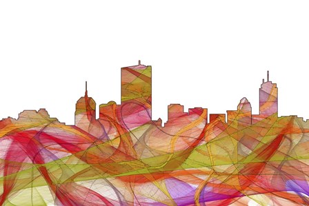 Boston Mas .Skyline -Summer Swirl by Marlene Watson art print