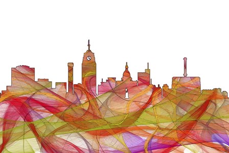 Lansing Michigan Skyline - Summer Swirls by Marlene Watson art print